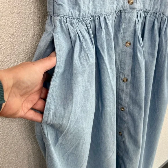 Vintage NWOT Eddie Bauer Blue Chambray Maxi Button-Up Dress Size XL/TG - Picture 6 of 13